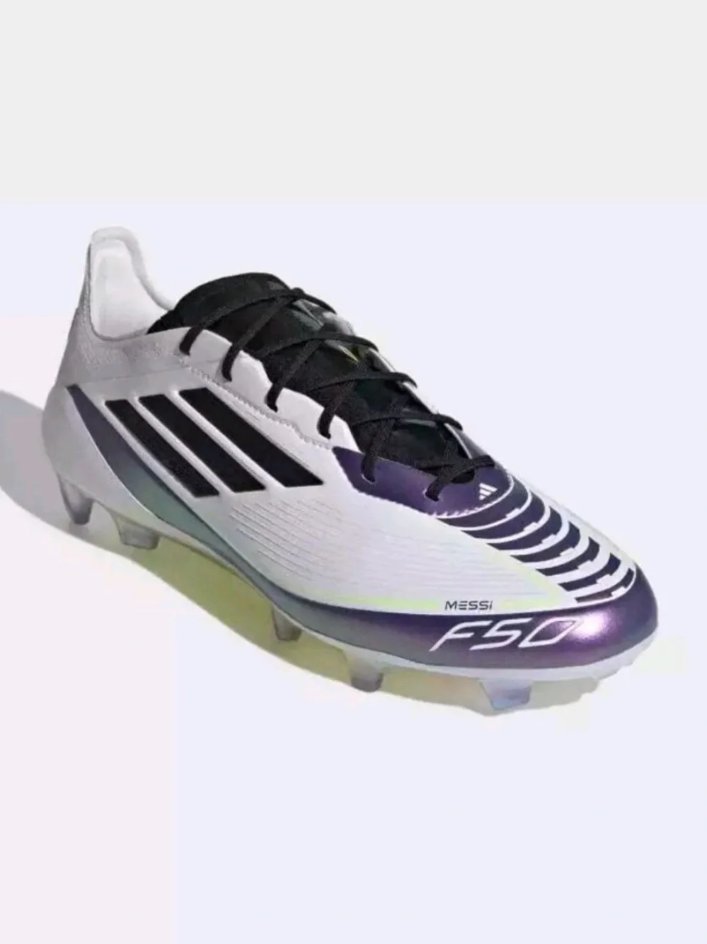 Adidas F50 Messi kids White & Purple Soccer Cleats 3.5Y